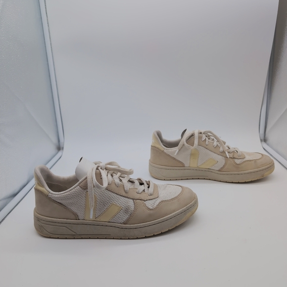 Veja Sz 9 V-10 J-MESH JUTE WHITE Off-White Sneakers - Picture 6 of 9